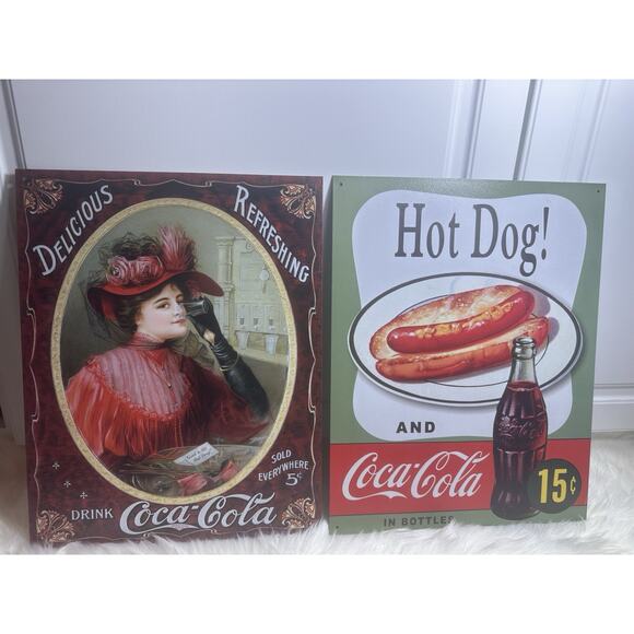 Vintage Metal Coca-Cola Signs (lot Of 2) - Picture 1 of 6